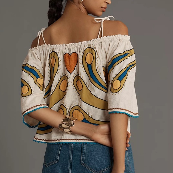 Anthropology STELLA NOVA PEACOCK OFF-THE-SHOULDER BLOUSE - Picture 5 of 7